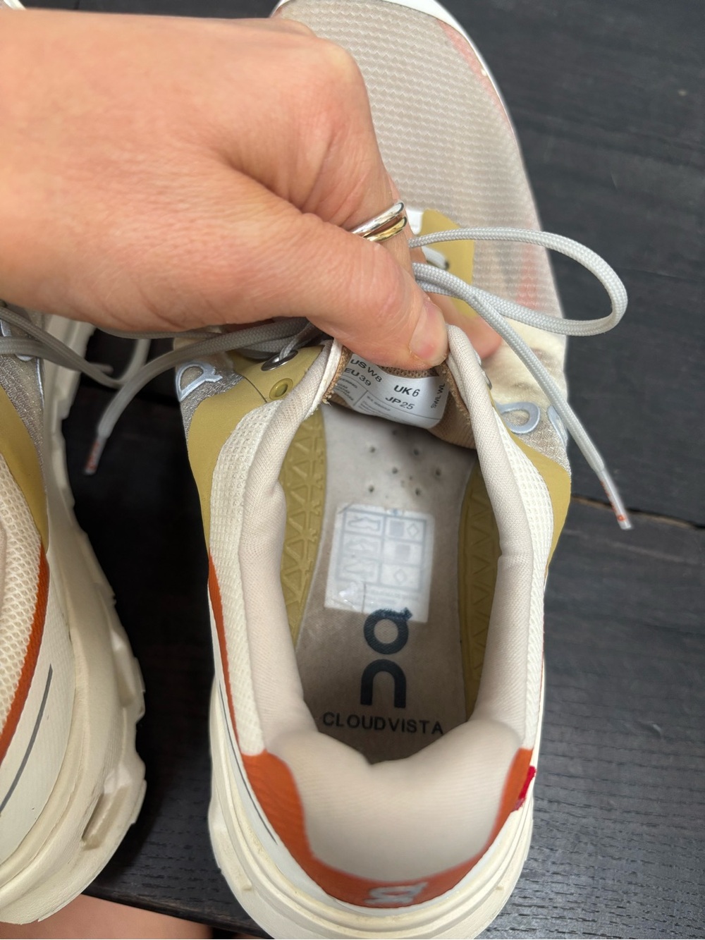 On Cloud cloudvista Women's Sneakers in White, Orange and Gold Accent - Picture 9 of 9